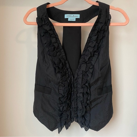 2000s Guess by Marciano Black Vest Waistcoat Corset Top Sz L - Picture 3 of 8